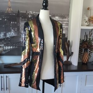 One teaspoon,The Devil Inside Women's Black/Gold Sequined Dress Jacket,Size S.